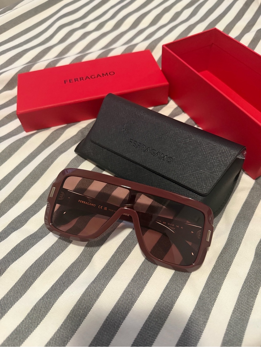 Ferragamo Burgundy Shield Sunglasses